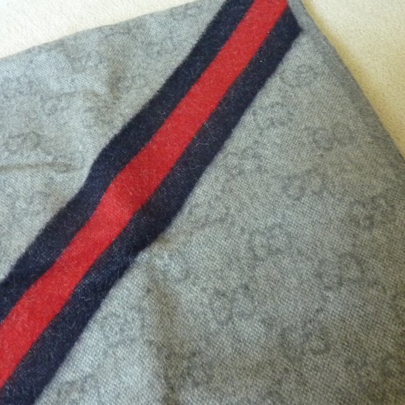 Gucci Nikky 'GG' Logo Pattern Wool Scarf (Gray) - Picture 9 of 9